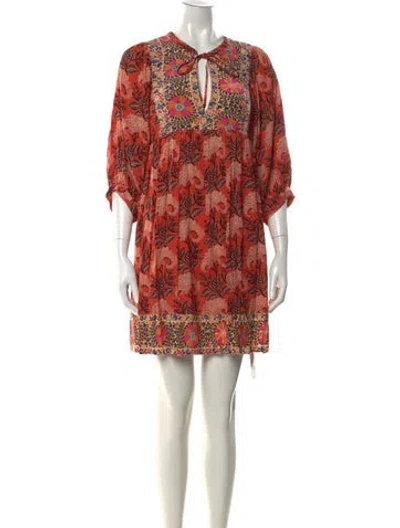 Pre-owned Ba&sh Floral Print Mini Dress In Orange