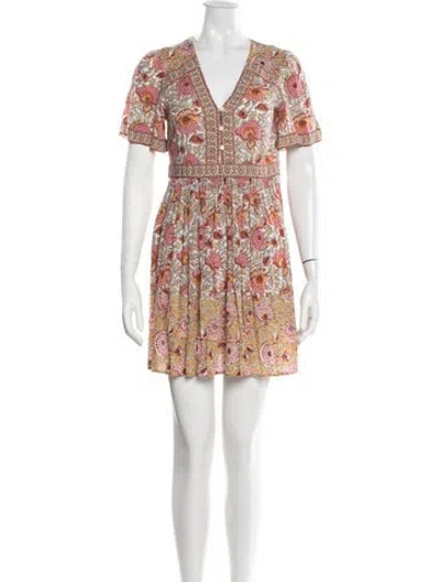Pre-owned Ba&sh Floral Print Mini Dress In Orange