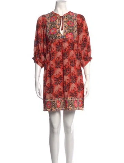 Pre-owned Ba&sh Floral Print Mini Dress In Orange