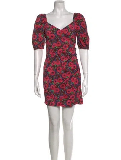 Pre-owned Ba&sh Floral Print Mini Dress In Pink