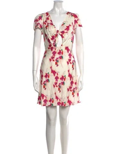 Pre-owned Ba&sh Floral Print Mini Dress In Pink