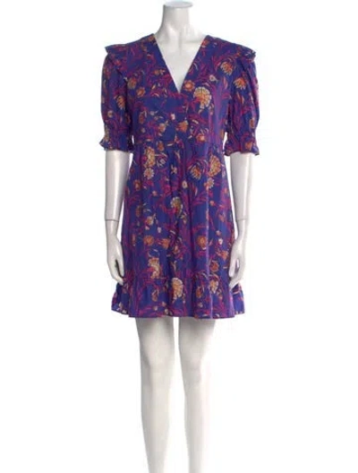 Pre-owned Ba&sh Floral Print Mini Dress In Purple