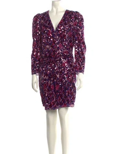 Pre-owned Ba&sh Floral Print Mini Dress In Purple