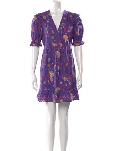 Pre-owned Ba&sh Floral Print Mini Dress In Purple