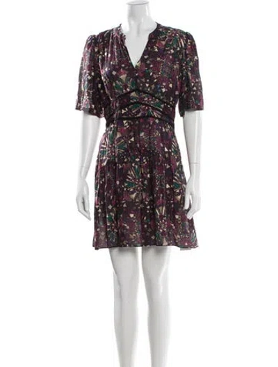 Pre-owned Ba&sh Floral Print Mini Dress In Purple