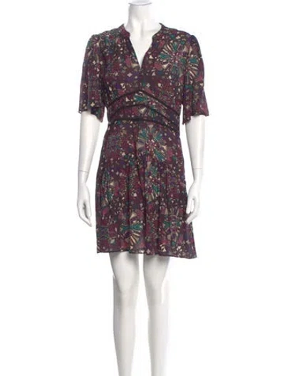 Pre-owned Ba&sh Floral Print Mini Dress In Purple