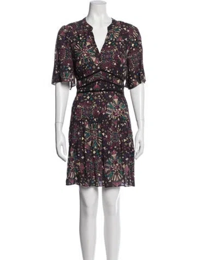 Pre-owned Ba&sh Floral Print Mini Dress In Purple