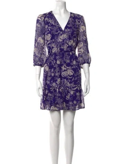 Pre-owned Ba&sh Floral Print Mini Dress In Purple