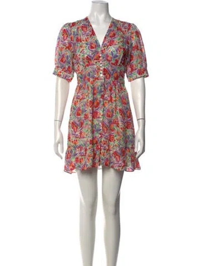 Pre-owned Ba&sh Floral Print Mini Dress In Purple