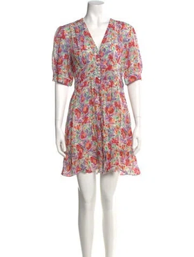 Pre-owned Ba&sh Floral Print Mini Dress In Purple