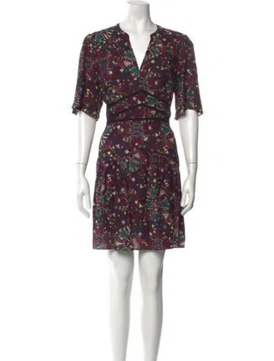 Pre-owned Ba&sh Floral Print Mini Dress In Purple