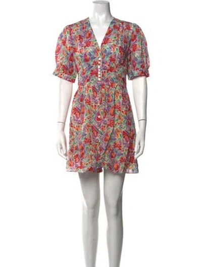 Pre-owned Ba&sh Floral Print Mini Dress In Purple
