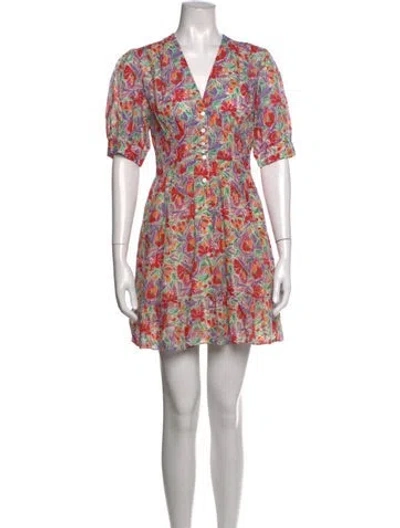 Pre-owned Ba&sh Floral Print Mini Dress In Purple