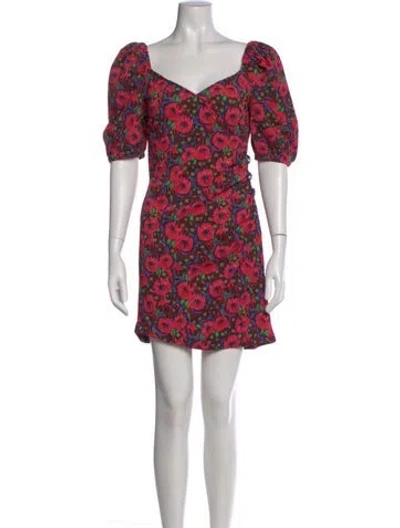 Pre-owned Ba&sh Floral Print Mini Dress In Red