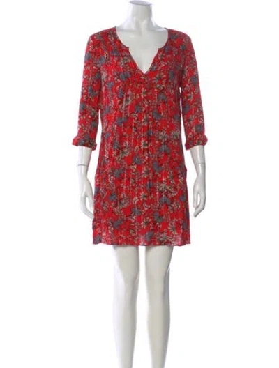 Pre-owned Ba&sh Floral Print Mini Dress In Red
