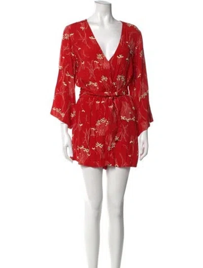 Pre-owned Ba&sh Floral Print Mini Dress In Red
