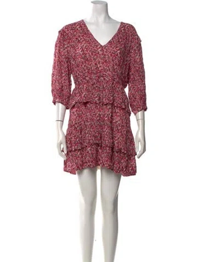 Pre-owned Ba&sh Floral Print Mini Dress In Red