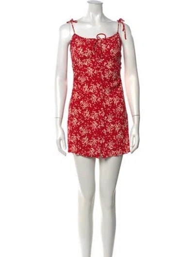 Pre-owned Ba&sh Floral Print Mini Dress In Red