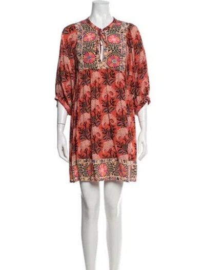 Pre-owned Ba&sh Floral Print Mini Dress In Red