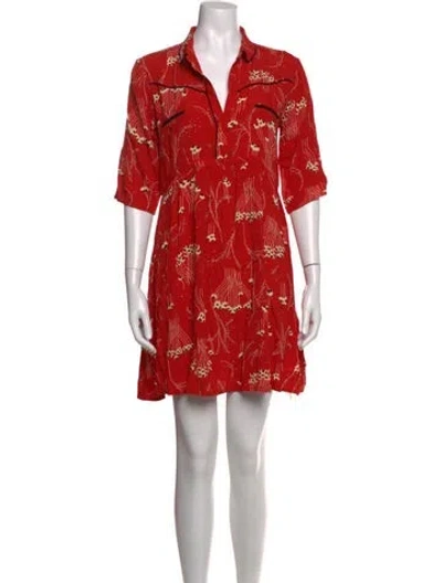Pre-owned Ba&sh Floral Print Mini Dress In Red