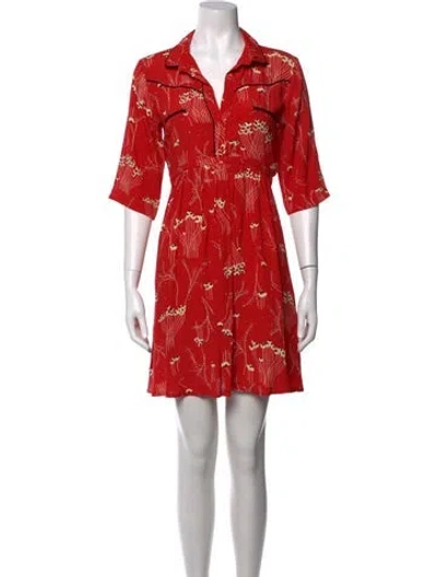 Pre-owned Ba&sh Floral Print Mini Dress In Red
