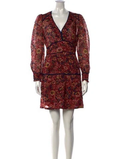 Pre-owned Ba&sh Floral Print Mini Dress In Red