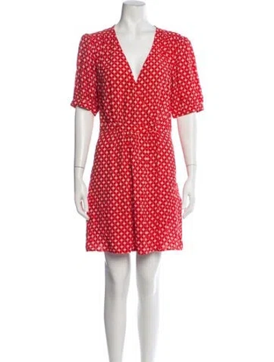 Pre-owned Ba&sh Floral Print Mini Dress In Red