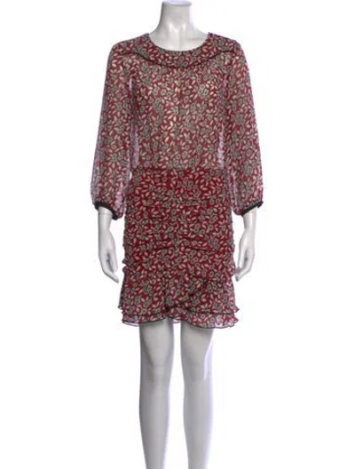 Pre-owned Ba&sh Floral Print Mini Dress In Red