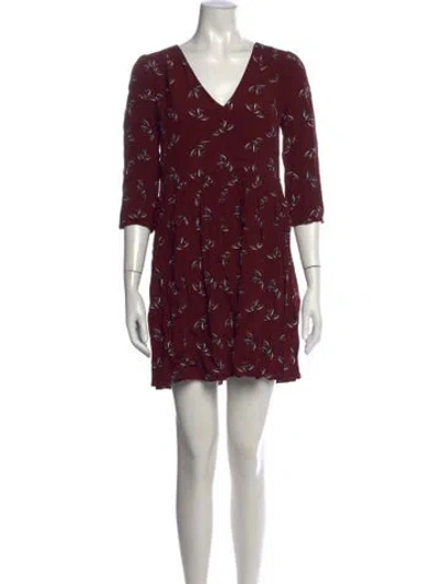 Pre-owned Ba&sh Floral Print Mini Dress W/ Tags In Burgundy