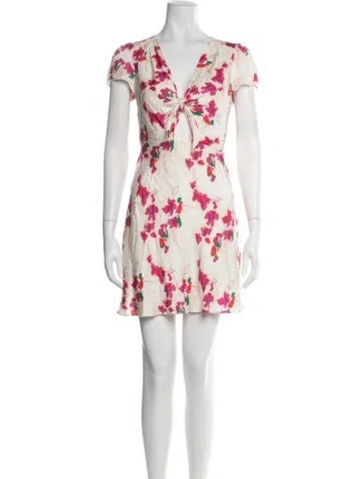 Pre-owned Ba&sh Floral Print Mini Dress W/ Tags In Neutral