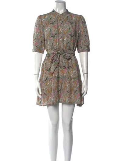 Pre-owned Ba&sh Floral Print Mini Dress W/ Tags In Neutrals