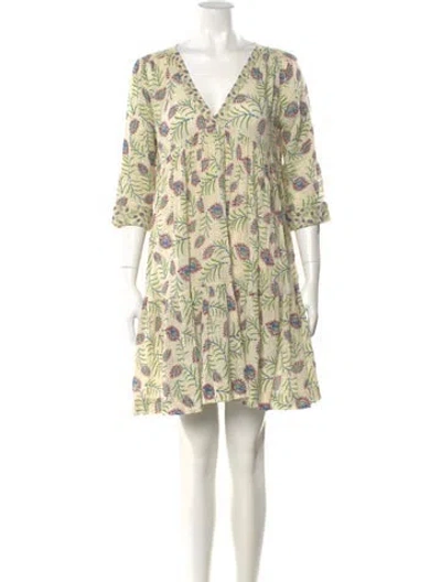 Pre-owned Ba&sh Floral Print Mini Dress In Yellow