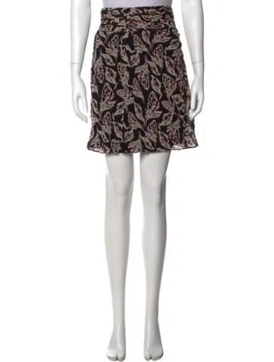 Pre-owned Ba&sh Floral Print Mini Skirt In Black