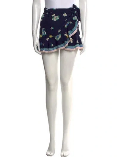 Pre-owned Ba&sh Floral Print Mini Skirt In Blue