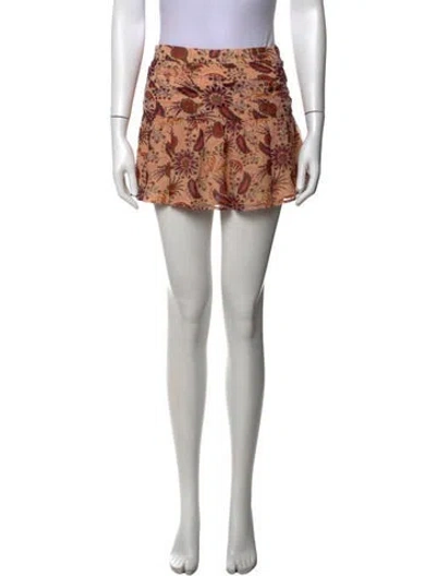 Pre-owned Ba&sh Floral Print Mini Skirt In Pink
