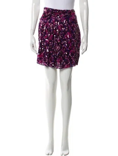 Pre-owned Ba&sh Floral Print Mini Skirt W/ Tags In Red