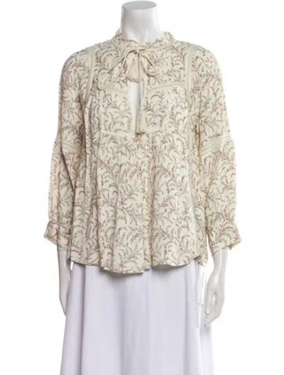 Pre-owned Ba&sh Floral Print Mock Neck Blouse In Multi