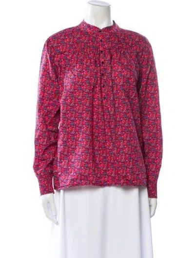 Pre-owned Ba&sh Floral Print Mock Neck Blouse In Multi