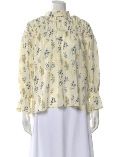 Pre-owned Ba&sh Floral Print Mock Neck Blouse In Multi
