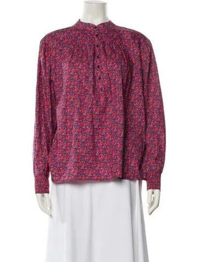 Pre-owned Ba&sh Floral Print Mock Neck Blouse W/ Tags In Multi
