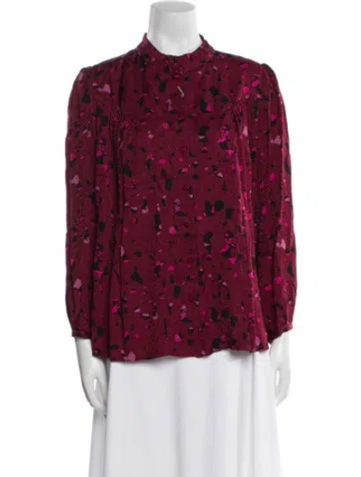 Pre-owned Ba&sh Floral Print Mock Neck Blouse W/ Tags In Pink