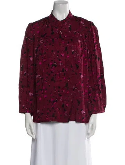 Pre-owned Ba&sh Floral Print Mock Neck Blouse W/ Tags In Pink