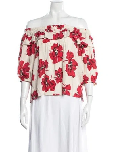 Pre-owned Ba&sh Floral Print Off-the-shoulder Blouse