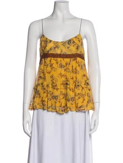 Pre-owned Ba&sh Floral Print Off-the-shoulder Blouse In Yellow