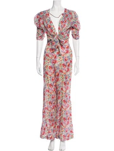 Pre-owned Ba&sh Floral Print Pant Set In Neutral