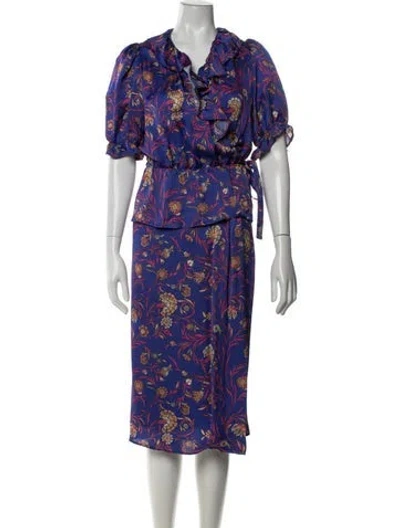 Pre-owned Ba&sh Floral Print Ruffle Embellishment Skirt Set In Brown