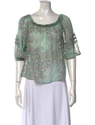 Pre-owned Ba&sh Floral Print Scoop Neck Blouse