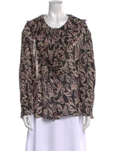 Pre-owned Ba&sh Floral Print Scoop Neck Blouse In Multi