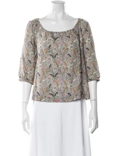 Pre-owned Ba&sh Floral Print Scoop Neck Blouse In Multi