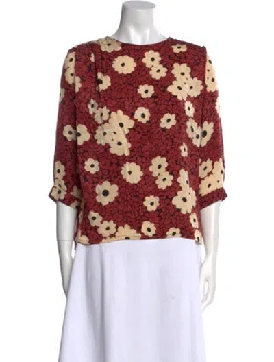 Pre-owned Ba&sh Floral Print Scoop Neck Blouse In Red